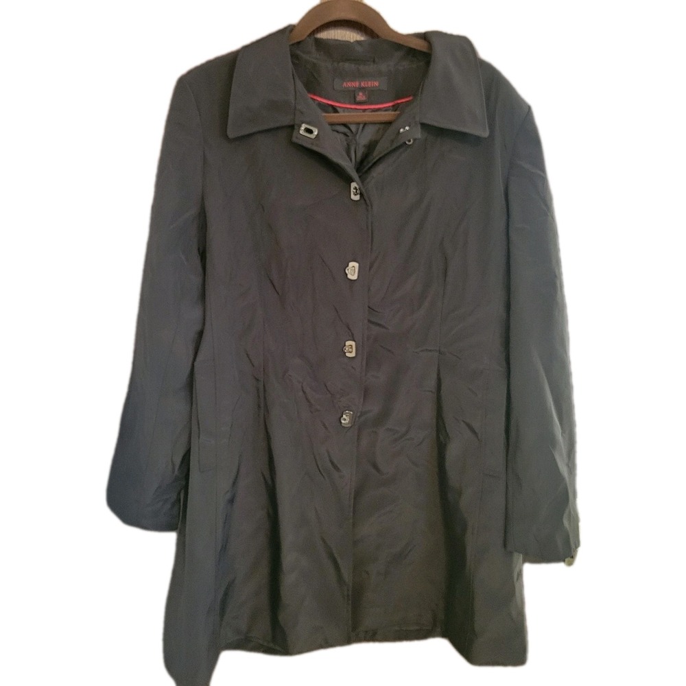 Anne Klein‎ Black Polyester Rain /Coat Womens Size XL Classic Warm Stylish